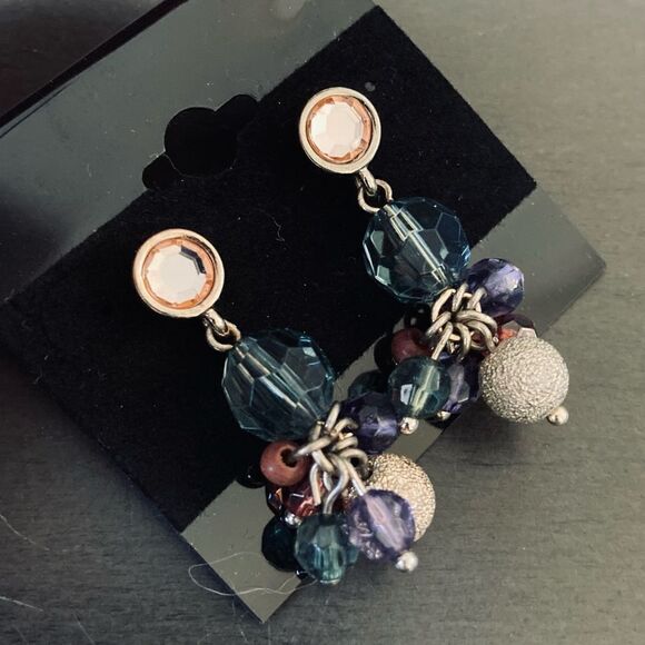 Warm Gold Tone Sparkling Beaded Bauble Earrings - Picture 2 of 3